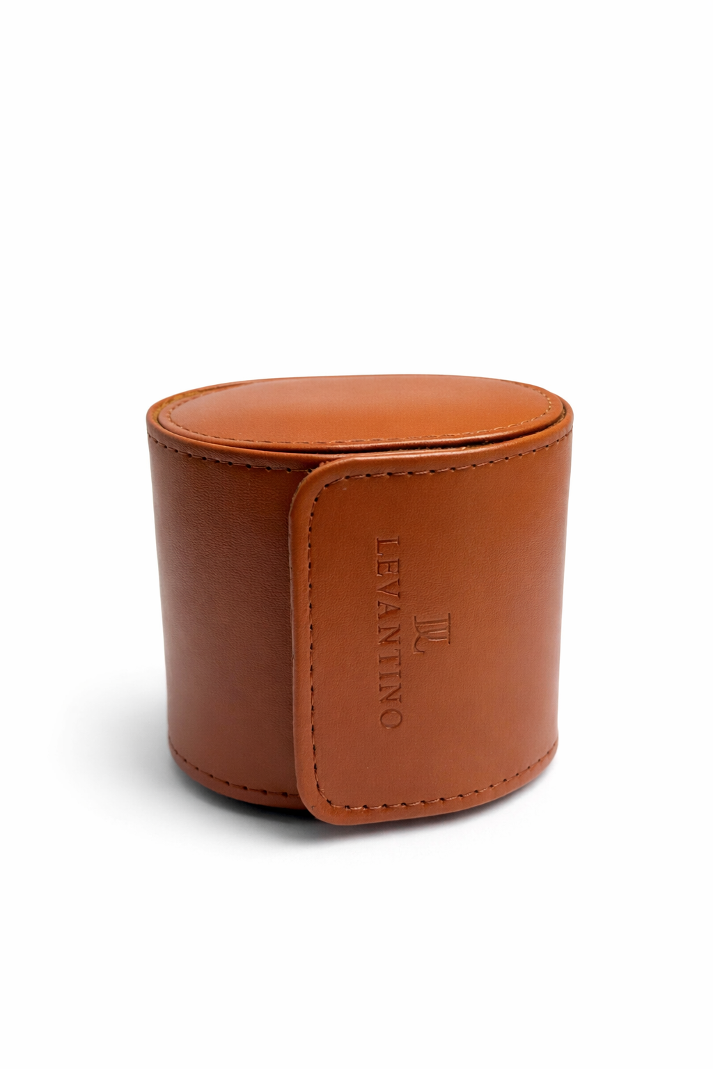 estuche de cuero marron viaje viajero portatil sintetico levantino vista planta lateral