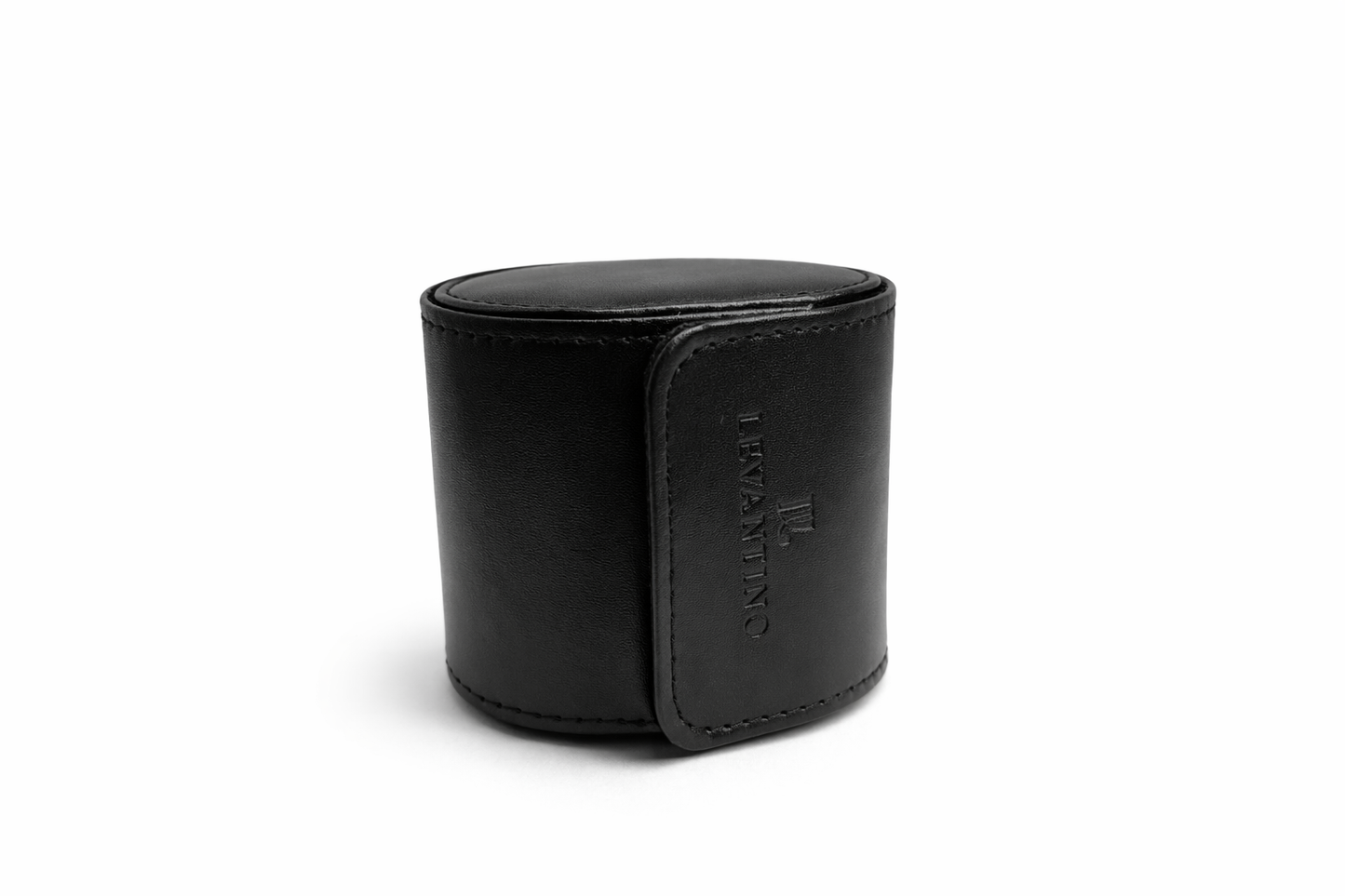 estuche de cuero negro viaje viajero portatil sintetico levantino vista planta lateral