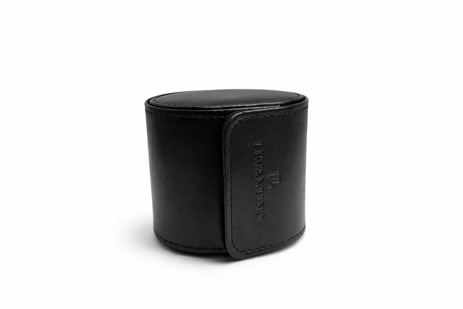 estuche de cuero negro viaje viajero portatil sintetico levantino vista planta lateral