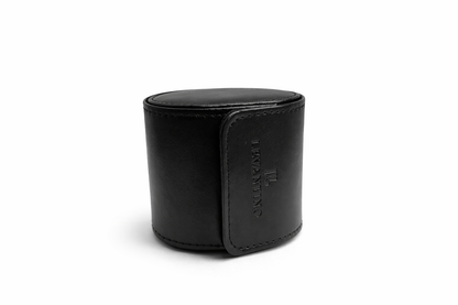 estuche de cuero negro viaje viajero portatil sintetico levantino vista planta lateral