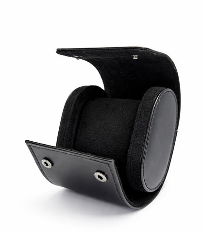 estuche de cuero negro viaje viajero portatil sintetico levantino vista planta lateral abierto