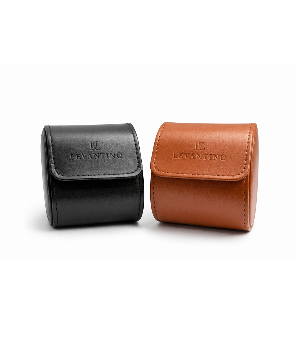 estuche de cuero sintético levantino marron y negro 1